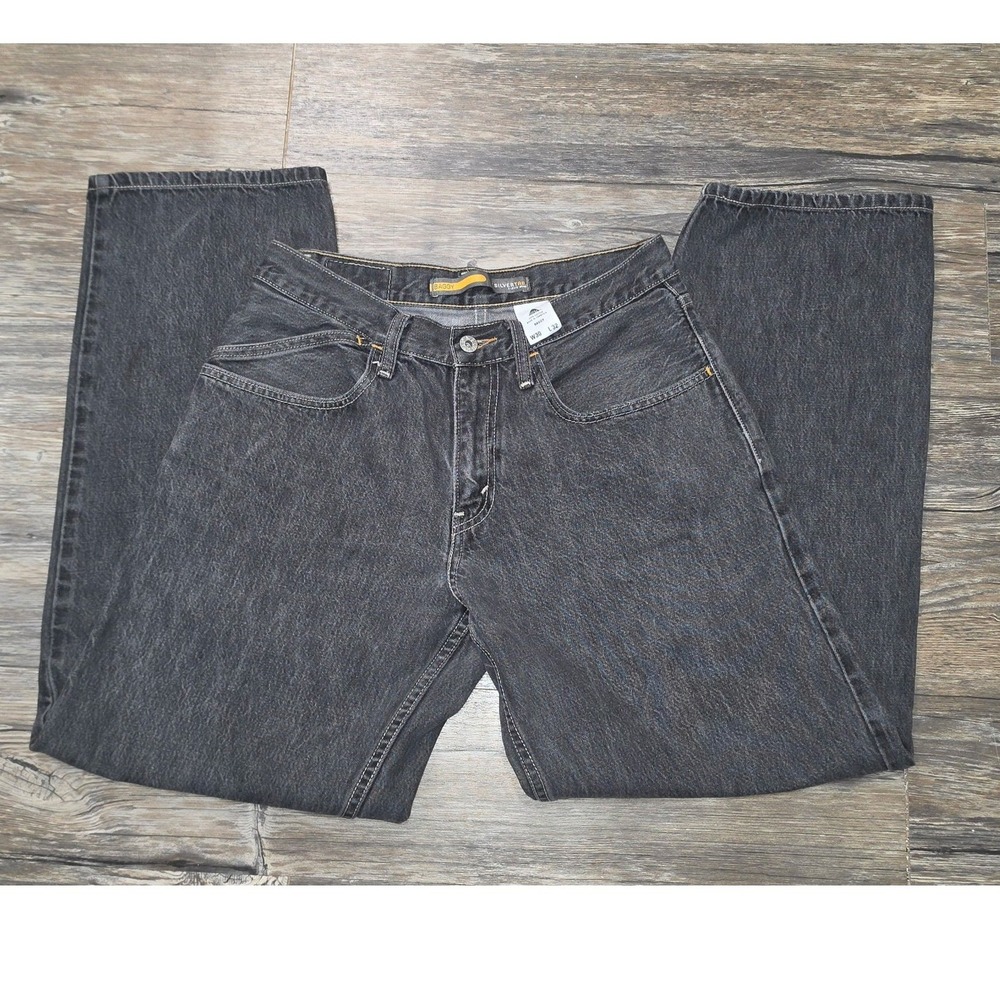Levis SilverTab Baggy Jeans Mens 30x32 Faded Black Denim Wide Leg 90s Style